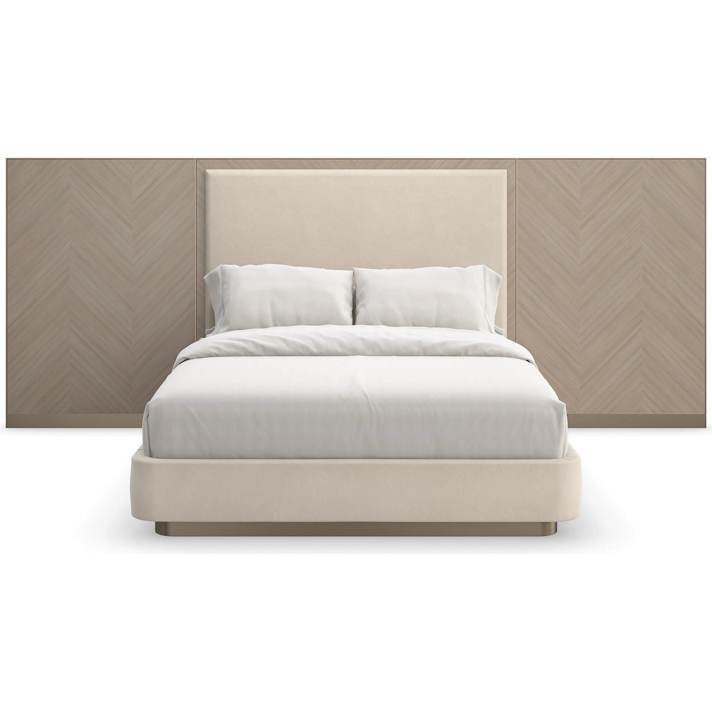 002 SI-2162874,SI-2162879 | Additional Silo | Anthology Bed with Wings by Caracole in gold and dry martini, brushed gold paint, brushed gold. Made from beech, koto in a transitional style.