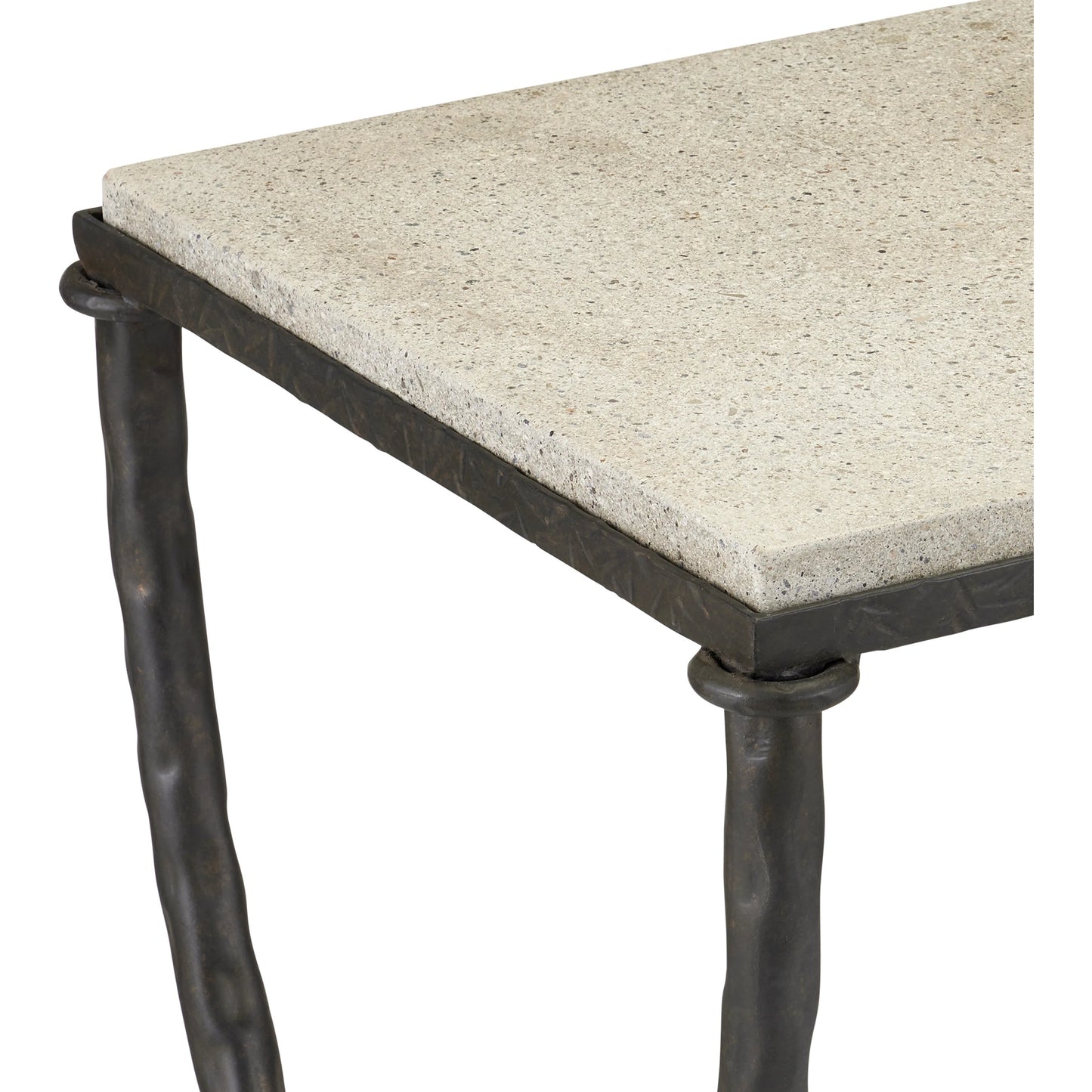 006 S-222857 | Additional Silo | Agora Console Table by Currey and Company in rustic bronze, polished. Made from wrought iron, concrete in a traditional style.