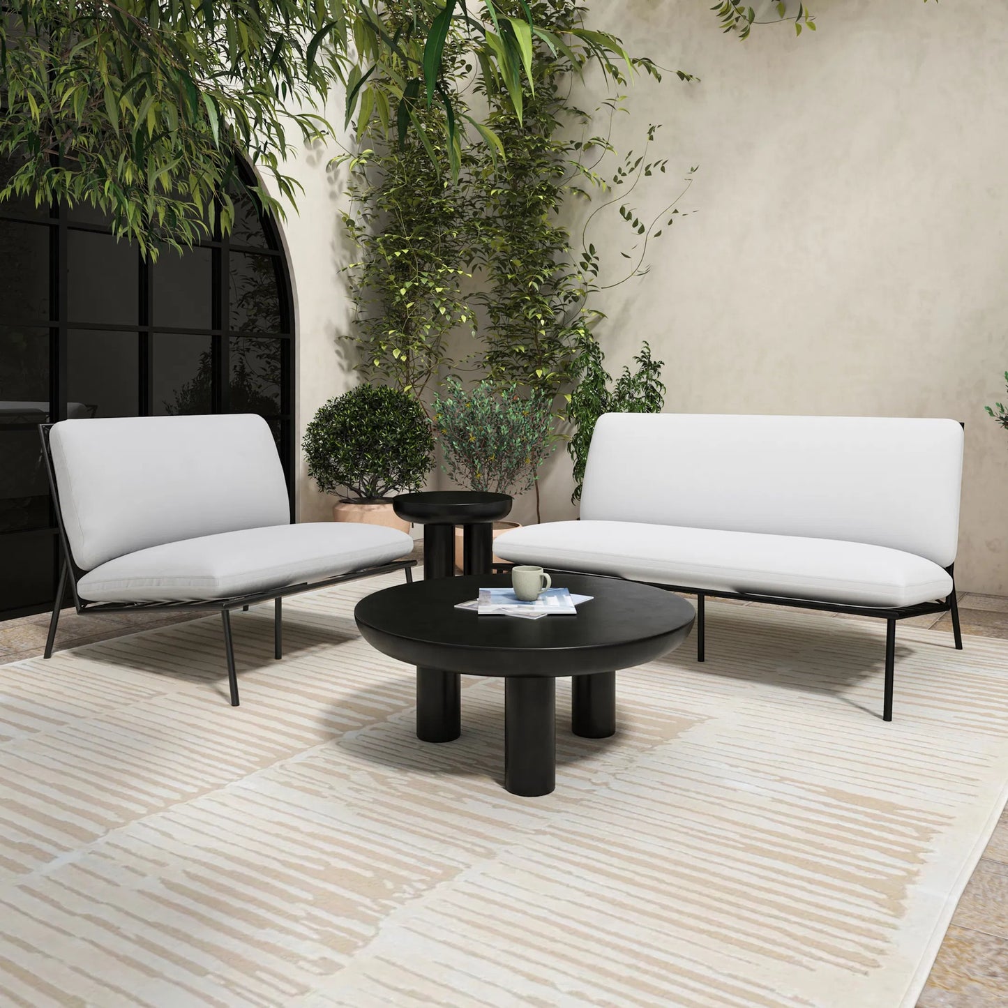 008 SI-2122058 | Lifestyle | Rocca Coffee Table by Moe's Home Collection in black. Made from concrete top, plywood frame in a modern style.