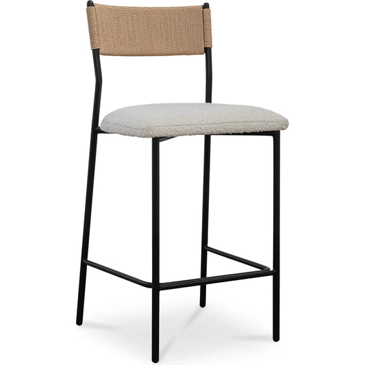 001 SI-2368048 | Primary Silo | Foley Counter Stool by Moe's Home Collection in white. Made from upholstery: 95% polyester, 5% acrylic, paper rope, iron, foam in a transitional style.