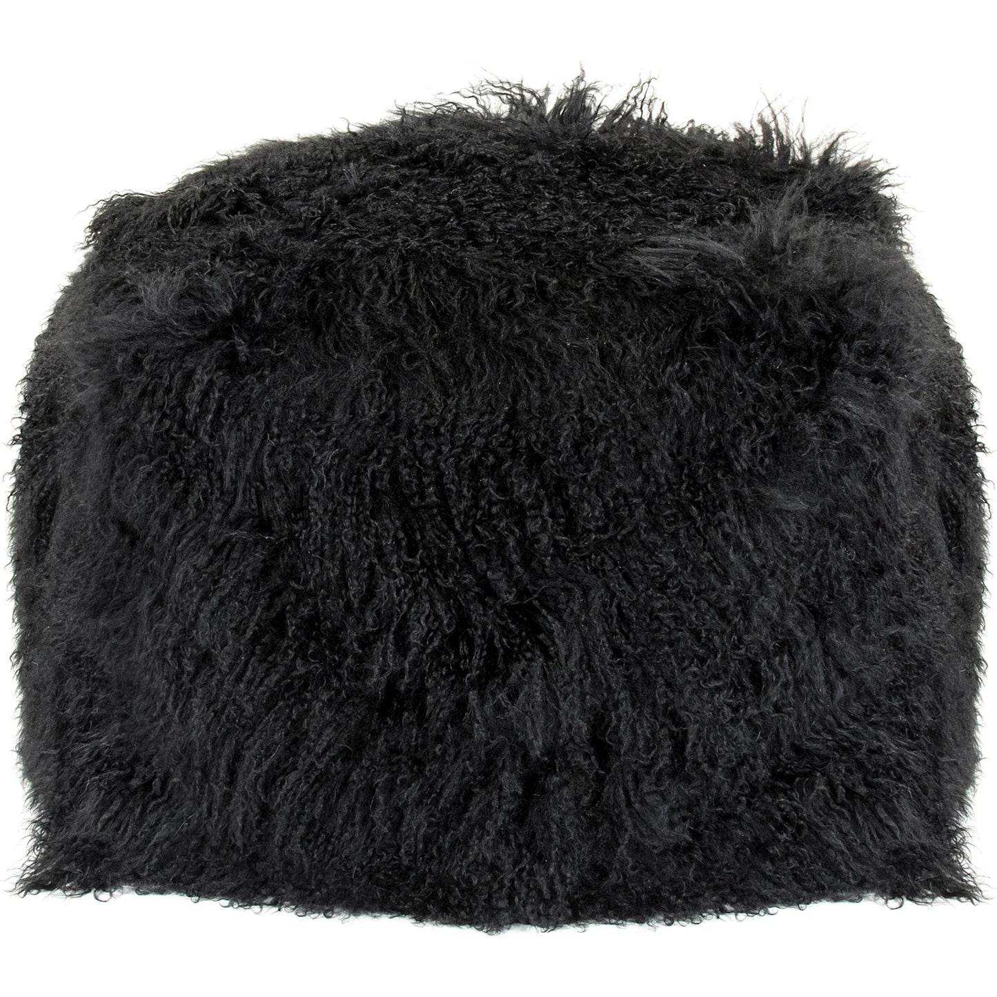 006 SI-2448968 | Additional Silo | Tibetan Black Lamb Fur Pouf by Zentique. Made from lamb fur, polybeans in a unique style.