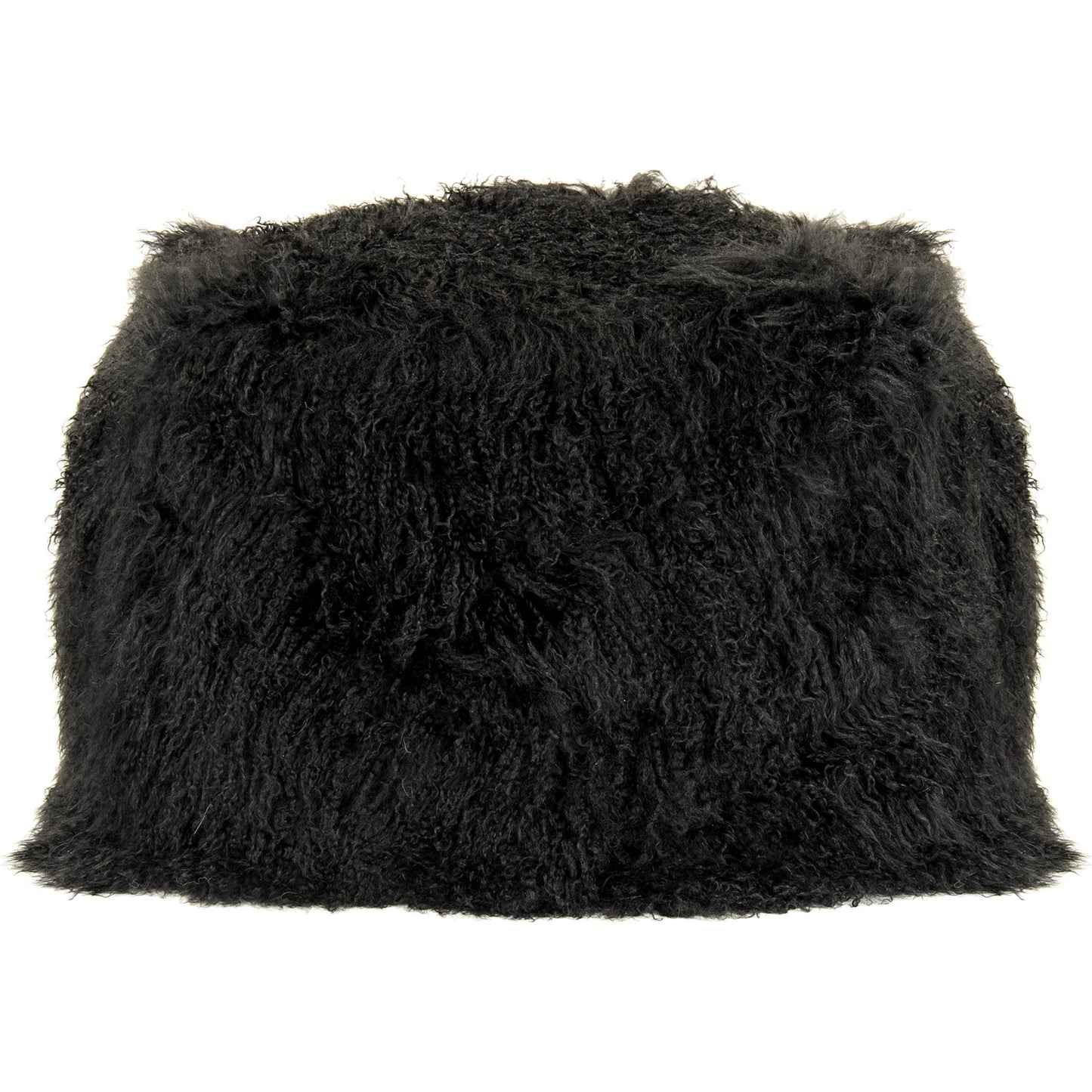 005 SI-2448968 | Additional Silo | Tibetan Black Lamb Fur Pouf by Zentique. Made from lamb fur, polybeans in a unique style.
