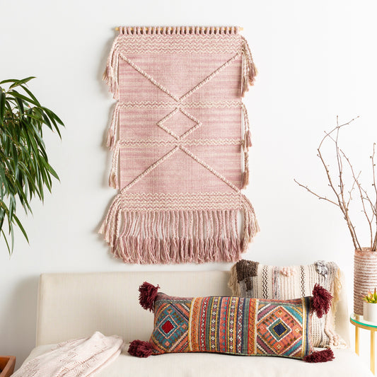 Zanafi Tassels - 24601 by Livabliss in mauve, ivory. Made from 100% cotton, 100% wood in a eclectic & global style.