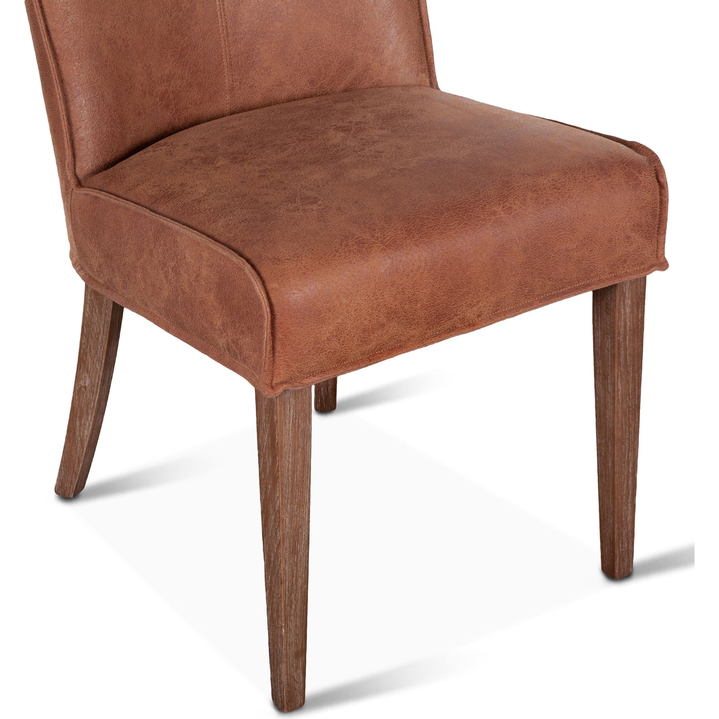 009 SI-1750337 | Closeup | Avery Side Chairs by World Interiors in weathered oak. Made from leather, oak wood in a rustic style.