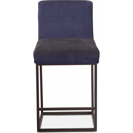 Rebel Counter Chair by World Interiors in antique zinc. Made from linen, cotton, polyester blend fabric, foam, iron, birch wood in a modern style.