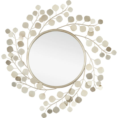 Lunaria Mirror by Currey and Company in contemporary silver leaf, mirror. Made from wrought iron, glass in a modern style.