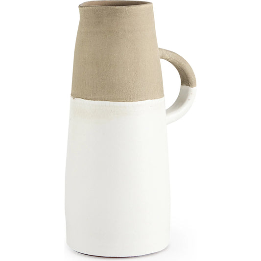 Garand Two-Toned Jug by Mercana in white, natural. Made from unique in a cottage & farmhouse style.