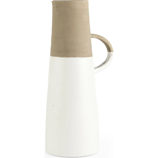 Garand Two-Toned Jug by Mercana in white, natural. Made from unique in a cottage & farmhouse style.