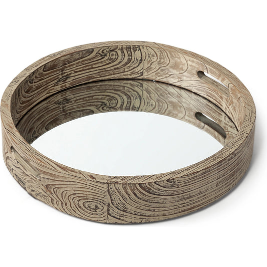 Whittier Mirrored Base Tray by Mercana in natural. Made from unique in a rustic style.