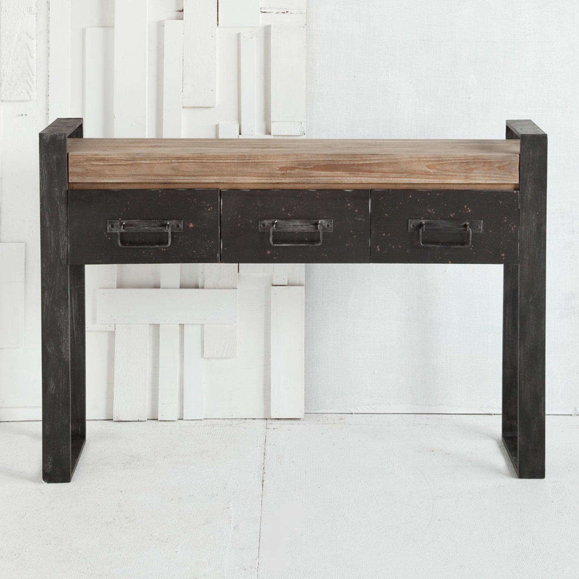 Carga Console Table by Mercana in black, natural. Made from unique in a modern style.