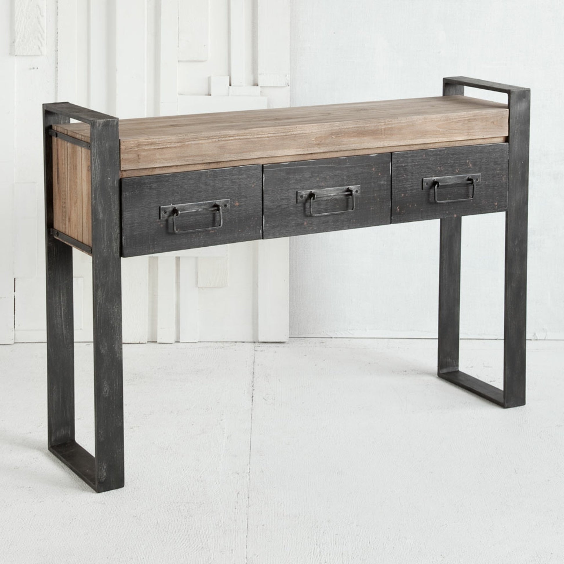 Carga Console Table by Mercana in black, natural. Made from unique in a modern style.