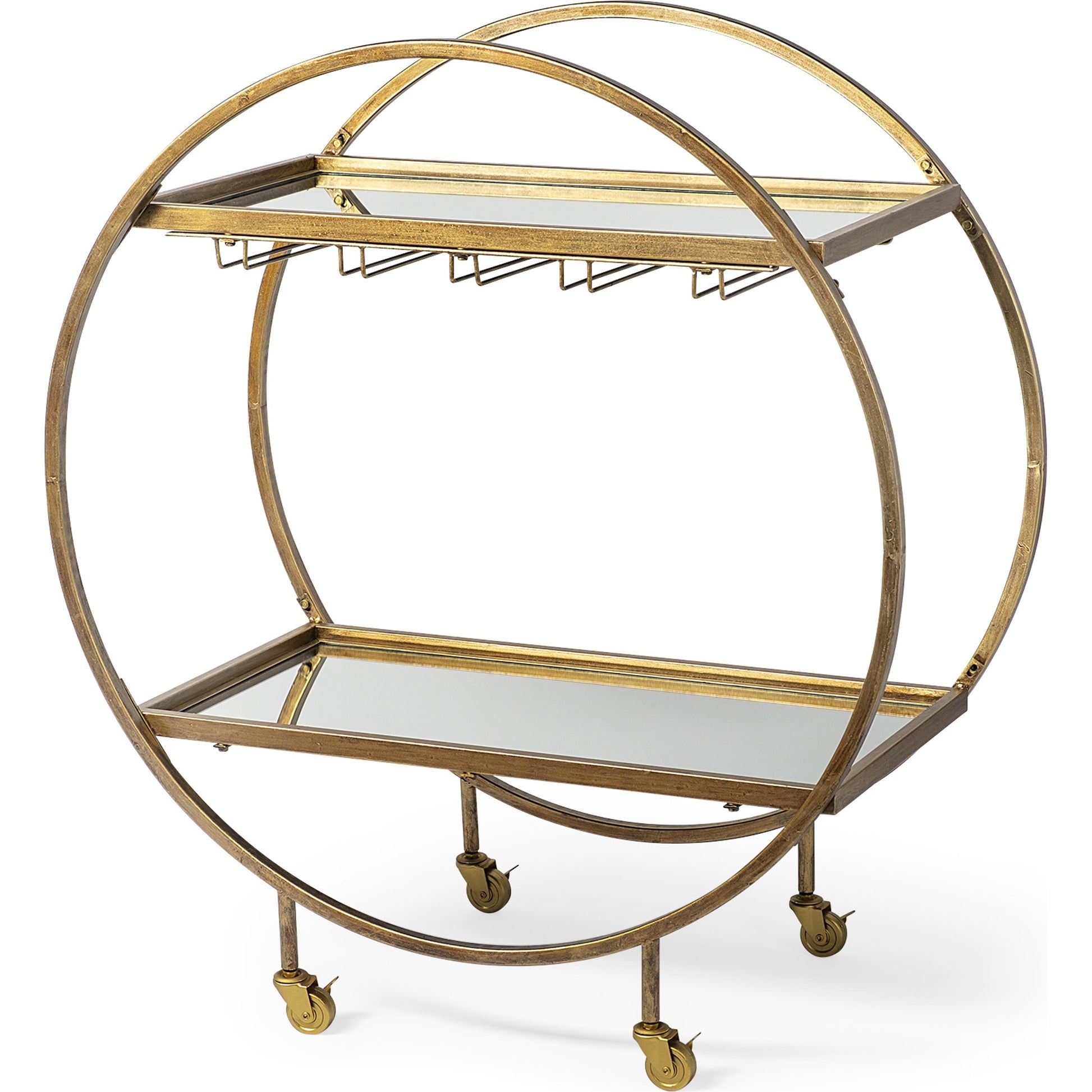 Carola Bar Cart by Mercana in gold. Made from unique in a modern style.
