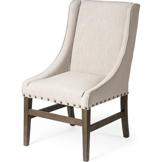 Kensington Dining Chair by Mercana in cream. Made from unique in a transitional style.