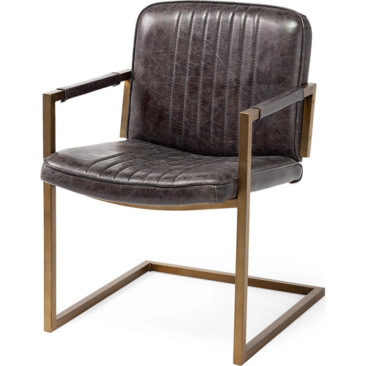 Horner Dining Chair by Mercana in black, brass. Made from unique in a modern style.