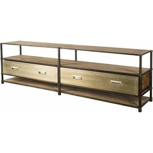Farrow Media Console by Mercana in medium brown, brass. Made from unique in a modern style.
