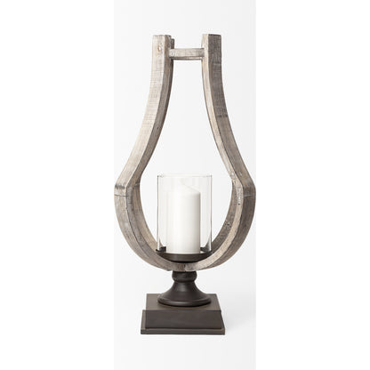 Brillion Rustic Wood Metal Table Candle Holder by Mercana in beige. Made from unique in a coastal style.