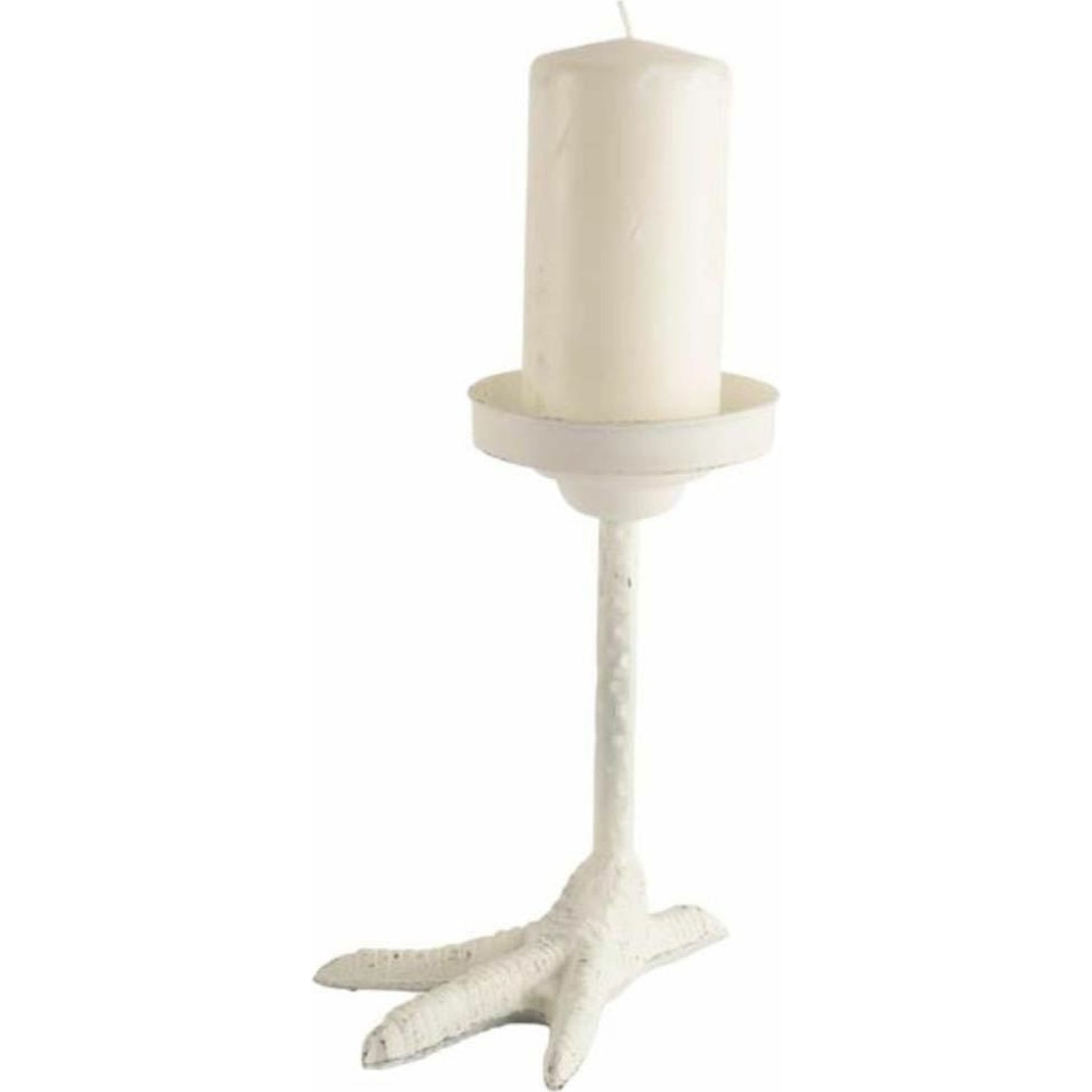 Daffy I Cast Iron Chicken Foot Table Candle Holder by Mercana in cast iron, white. Made from unique in a eclectic & global style.