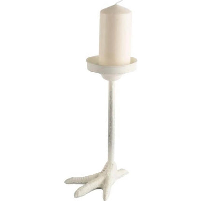 Daffy I Cast Iron Chicken Foot Table Candle Holder by Mercana in cast iron, white. Made from unique in a eclectic & global style.
