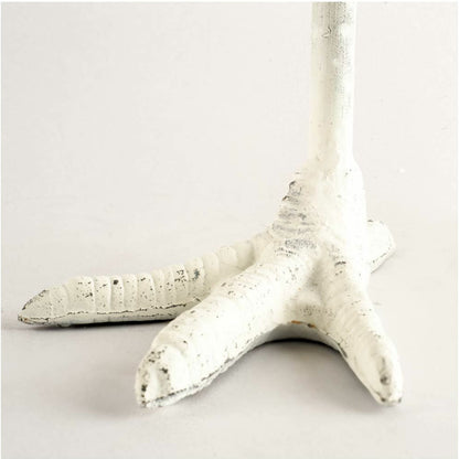 Daffy I Cast Iron Chicken Foot Table Candle Holder by Mercana in cast iron, white. Made from unique in a eclectic & global style.