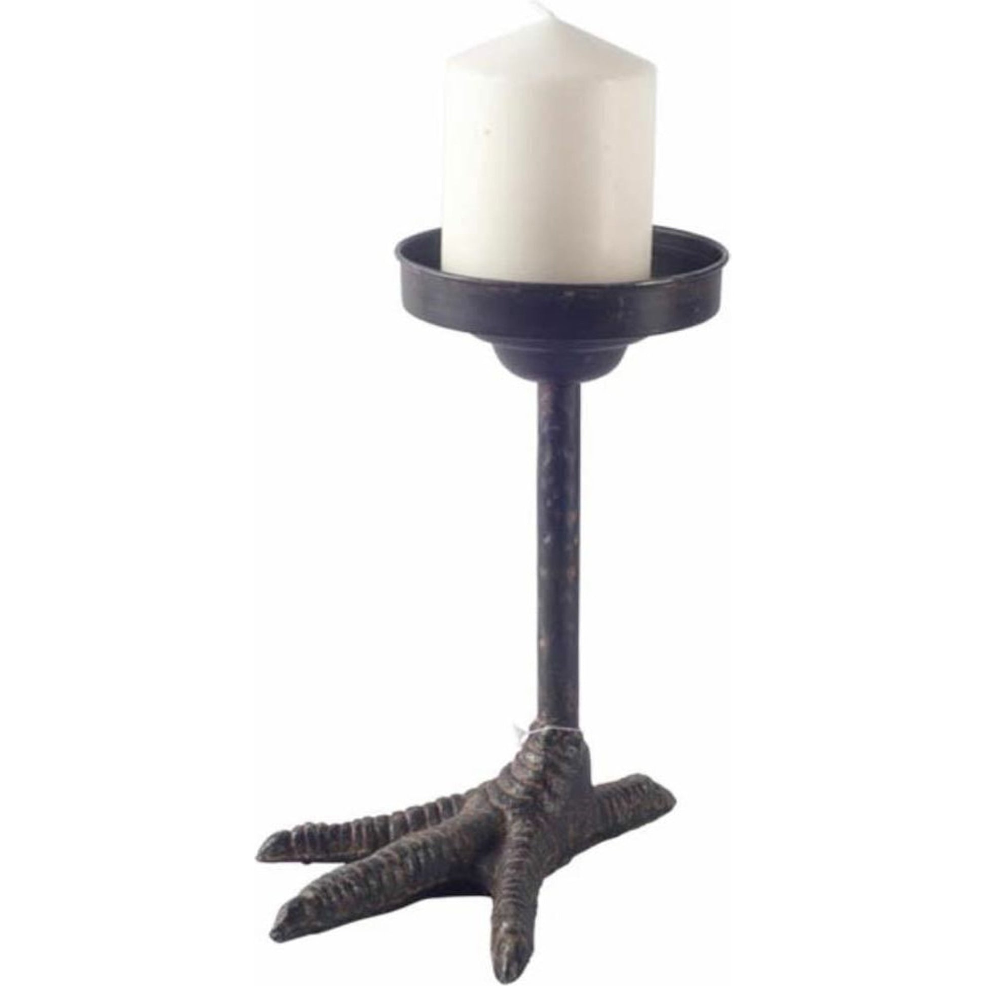 Daffy I Cast Iron Chicken Foot Table Candle Holder by Mercana in cast iron, white. Made from unique in a eclectic & global style.