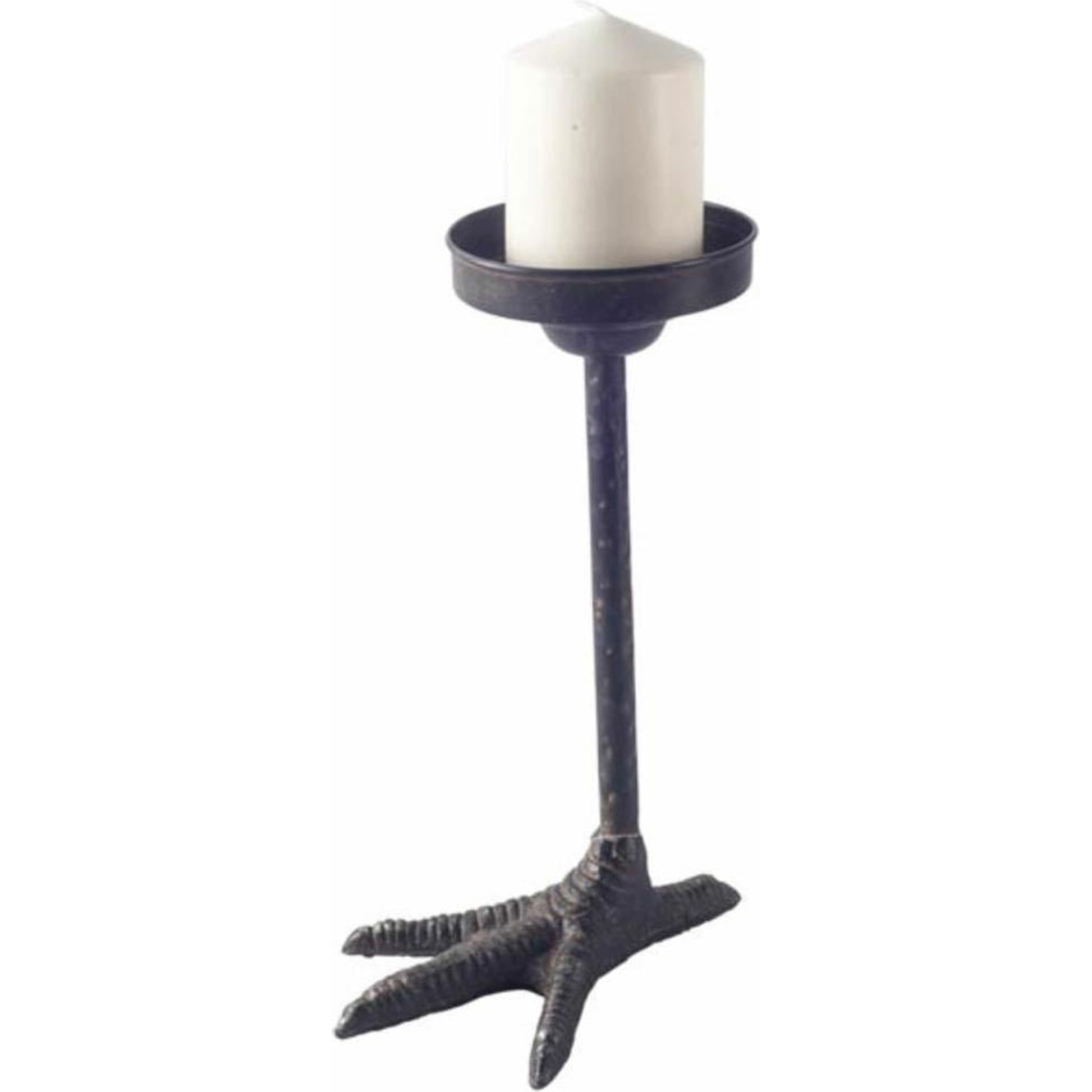 Daffy I Cast Iron Chicken Foot Table Candle Holder by Mercana in cast iron, white. Made from unique in a eclectic & global style.