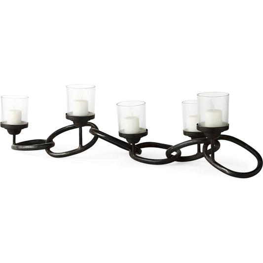 Quito Chain-Link Five Candle Table Candle Holder by Mercana in natural. Made from unique in a modern style.
