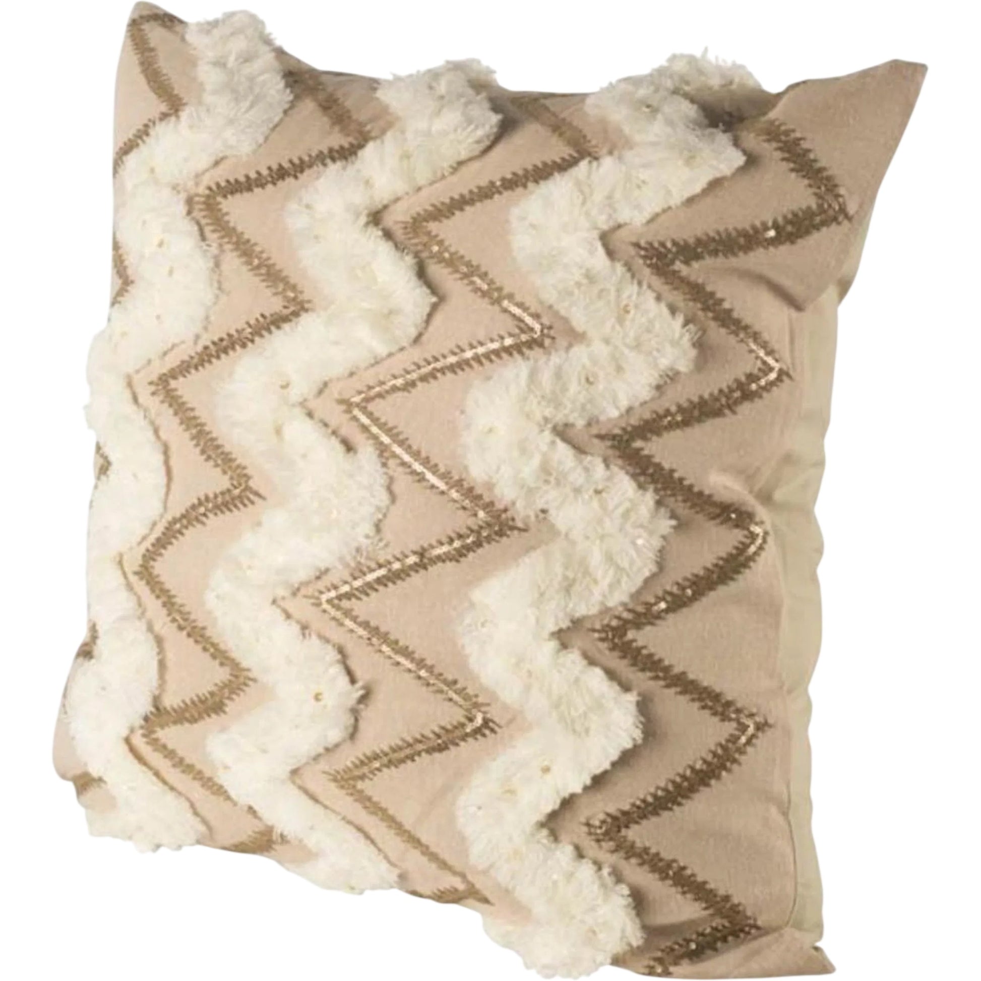 Duston II Zig Zag Decorative Pillow Cover by Mercana in cream, beige. Made from fabric in a eclectic & global style.