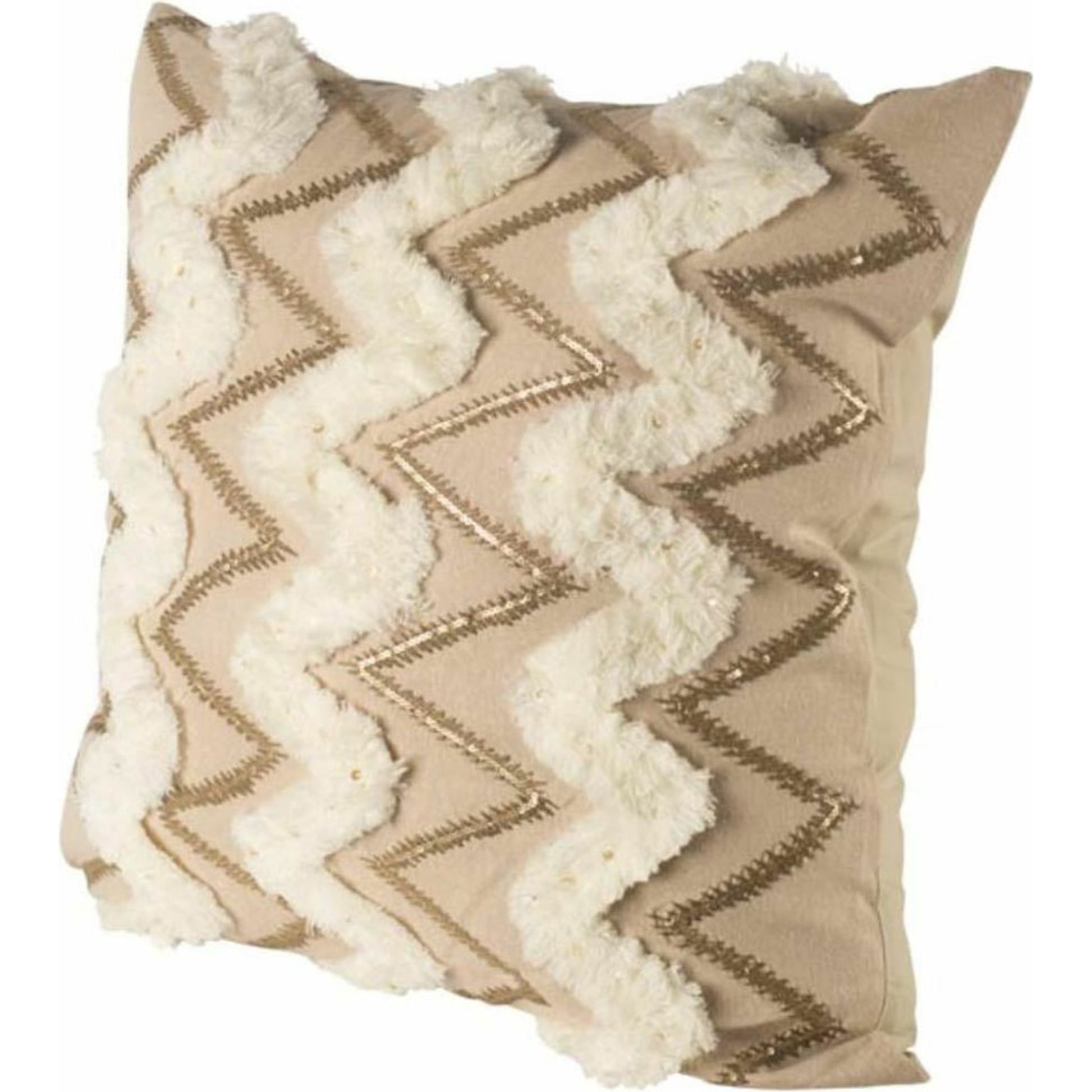 Duston II Zig Zag Decorative Pillow Cover by Mercana in cream, beige. Made from fabric in a eclectic & global style.