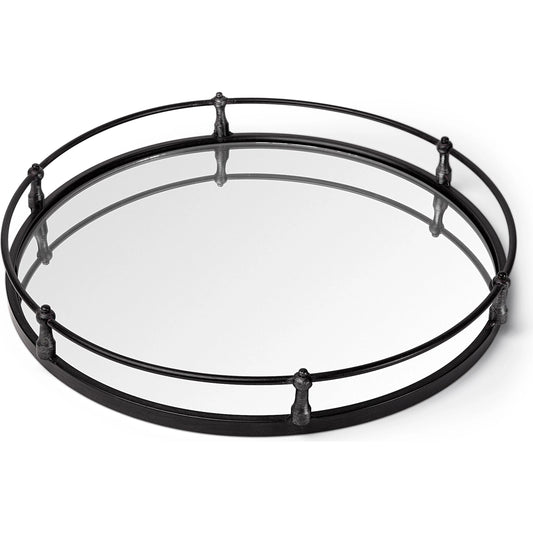 Kimbel Ed Base Round Tray by Mercana in silver. Made from unique in a traditional style.