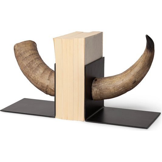 Nickerson Bull Horn Bookends Set of Two by Mercana in natural. Made from unique in a modern style.