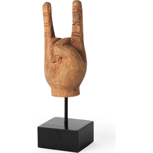 001 SR-815831 | Primary Silo | Saxum Wooden Carved Hang Loose Hand by Mercana in natural. Made from unique in a eclectic & global style.