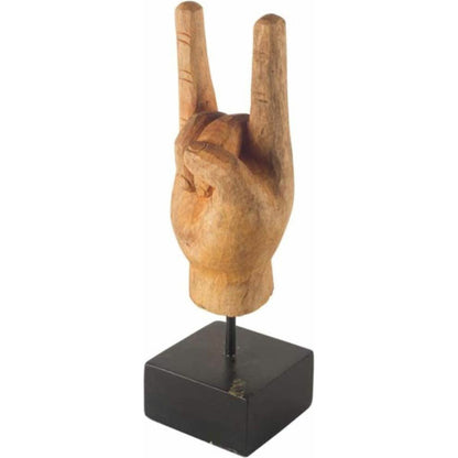 Saxum Wooden Carved Hang Loose Hand by Mercana in natural. Made from unique in a eclectic & global style.