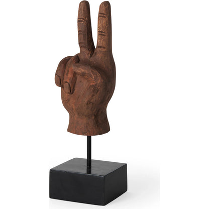 Pacem Wooden Carved Peace Sign Hand by Mercana in natural. Made from unique in a eclectic & global style.