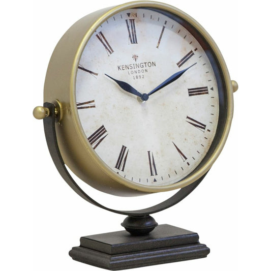 Houston Half Moon Base Table Clock by Mercana in gold. Made from unique in a traditional style.