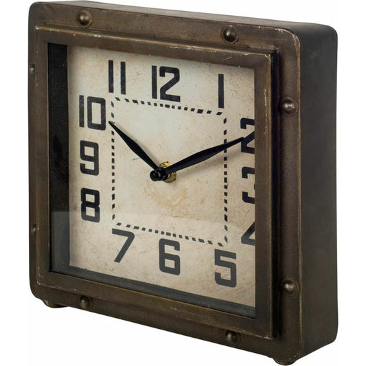 Redding Toned Square Table Clock by Mercana in natural. Made from unique in a modern style.