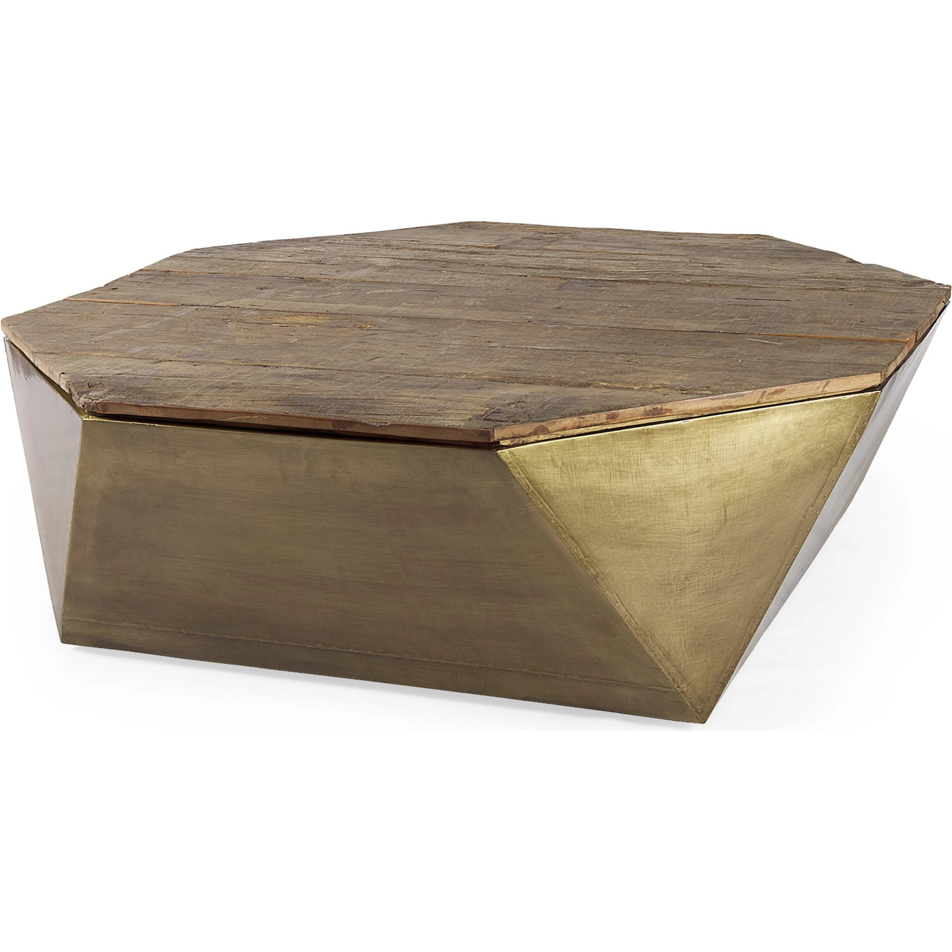 Esagono Coffee Table by Mercana in brass. Made from unique in a modern style.