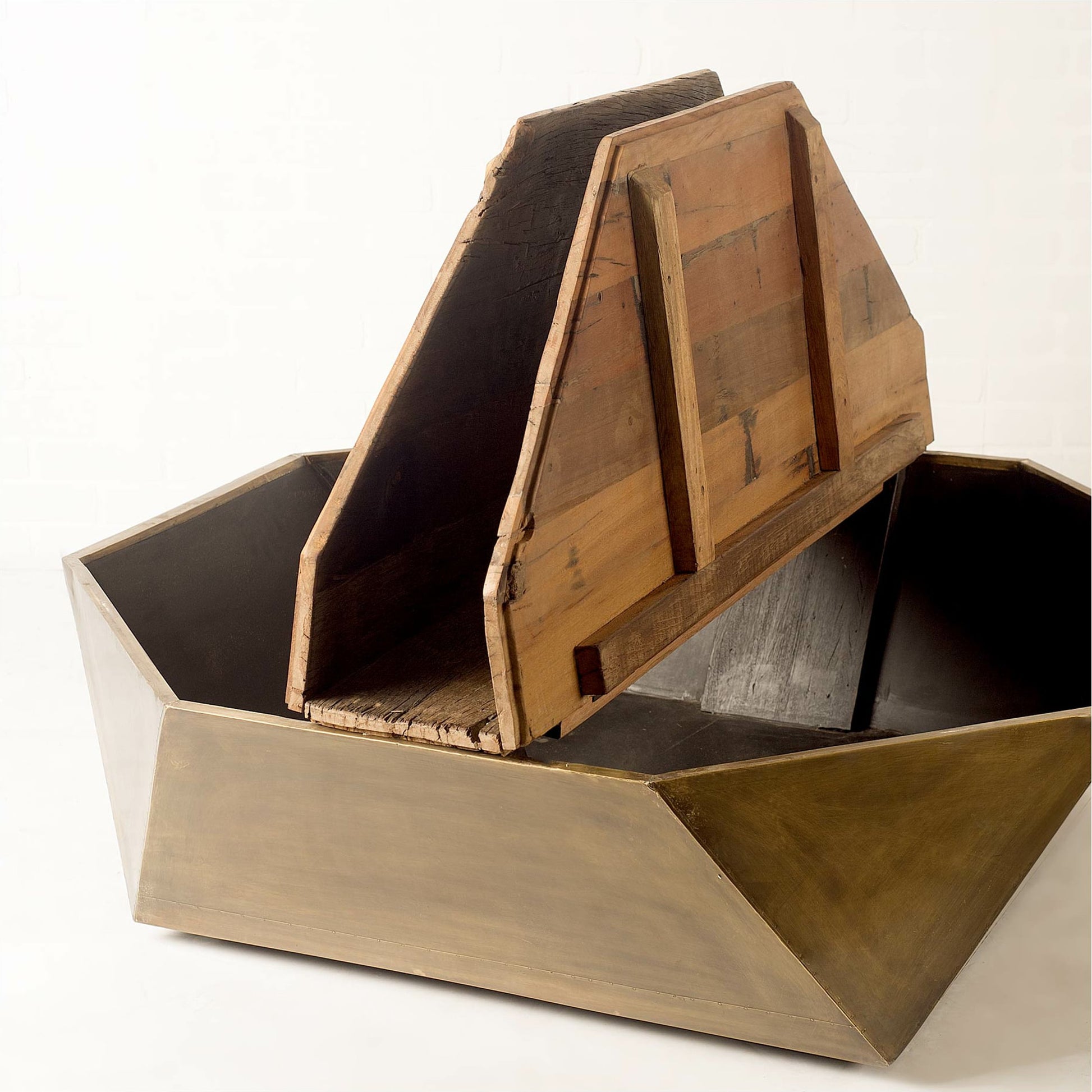 Esagono Coffee Table by Mercana in brass. Made from unique in a modern style.