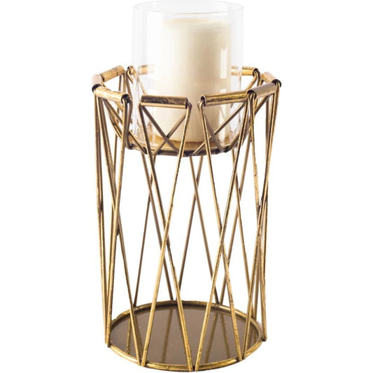 Othello I Antiqued Brass Table Candle Holder by Mercana in natural. Made from unique in a modern style.
