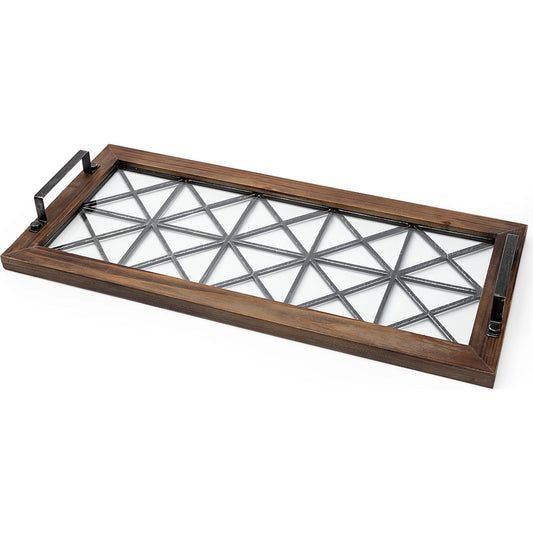 Ellingson Black Rectangular Wood Bottom Tray by Mercana in natural. Made from unique in a transitional style.
