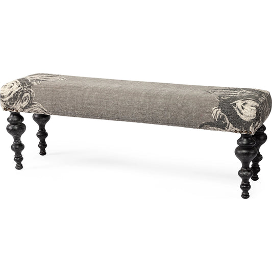 Alhambra Bench by Mercana in gray. Made from wood, fabric in a eclectic & global style.