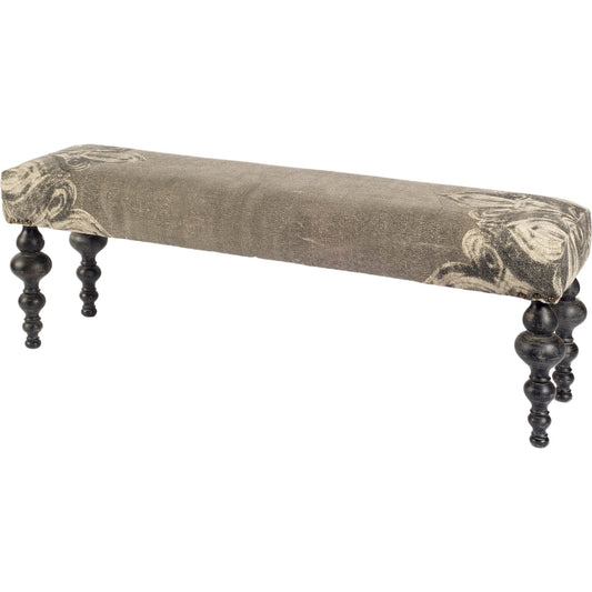 Alhambra Bench by Mercana in gray. Made from wood, fabric in a eclectic & global style.