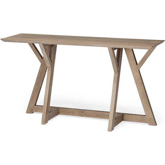 Jennings Console Table by Mercana in light brown. Made from mango wood in a modern style.