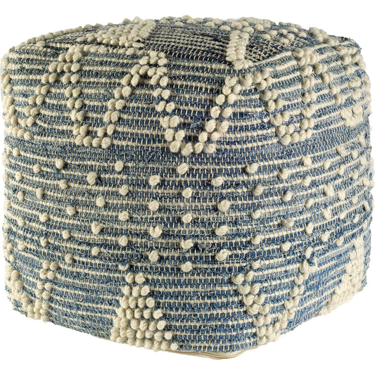 Rofi Pouf by Mercana in blue. Made from wool in a eclectic & global style.