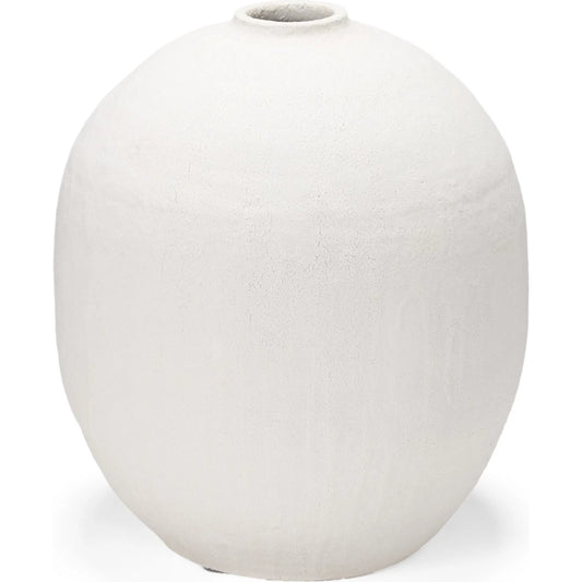 Karakum I Textured Vase by Mercana in white. Made from ceramic in a coastal style.