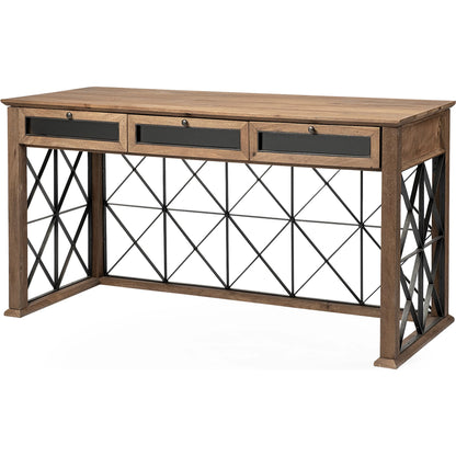 Eldorado Office Desk by Mercana in brown. Made from mango wood in a cottage & farmhouse style.