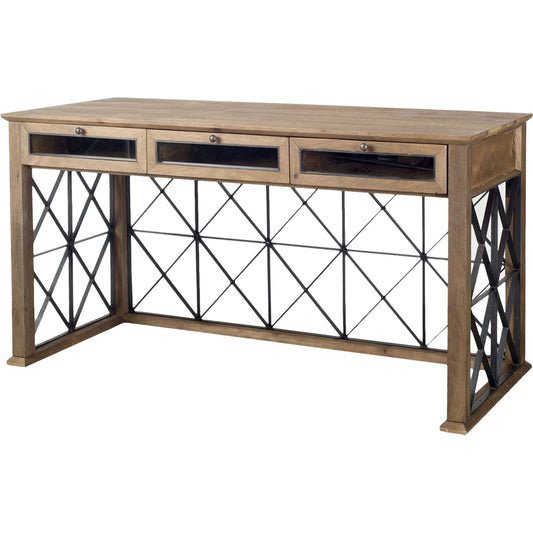 Eldorado Office Desk by Mercana in brown. Made from mango wood in a cottage & farmhouse style.