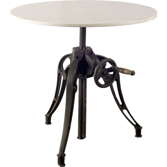 Emslie Dining Table by Mercana in off white. Made from marble, iron in a rustic style.