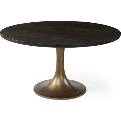 Mcleod Dining Table by Mercana in brown. Made from mango wood in a modern style.