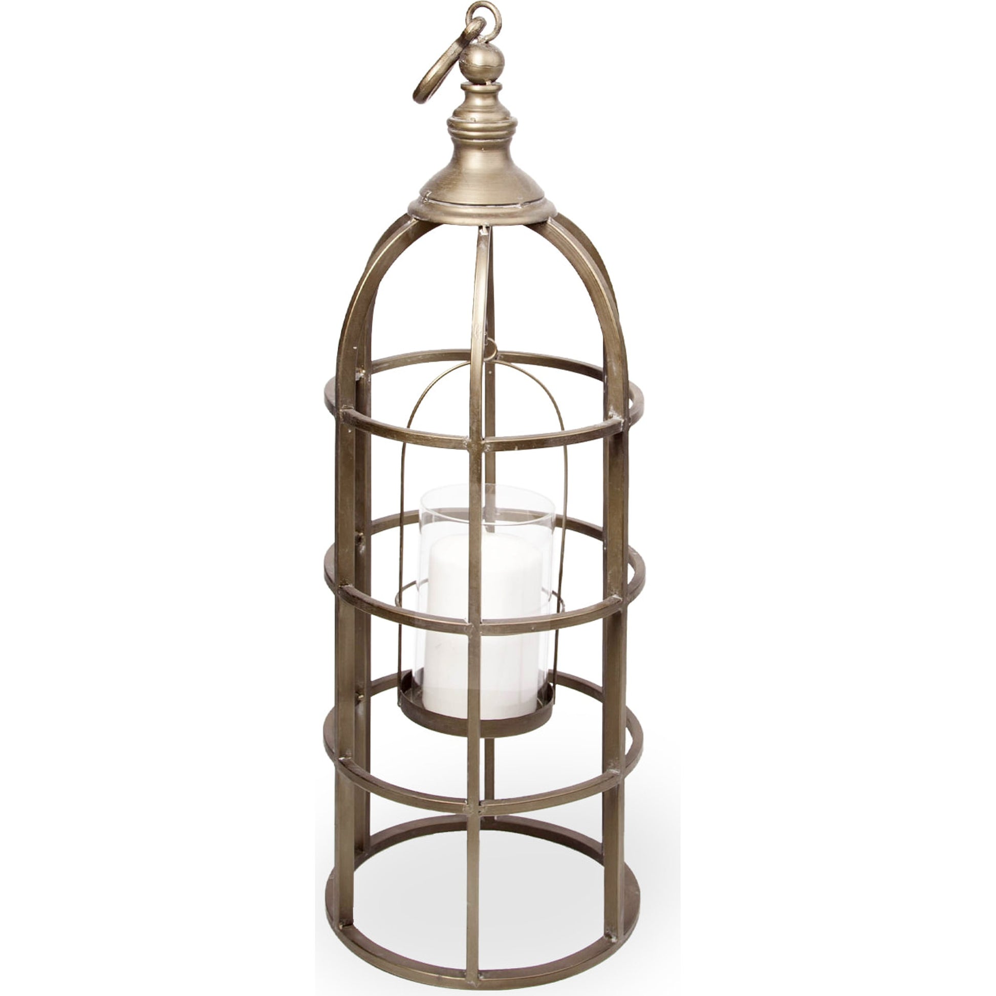 Gerson I Cage-Style Candle Holder Lantern by Mercana. Made from iron, brass in a modern style.