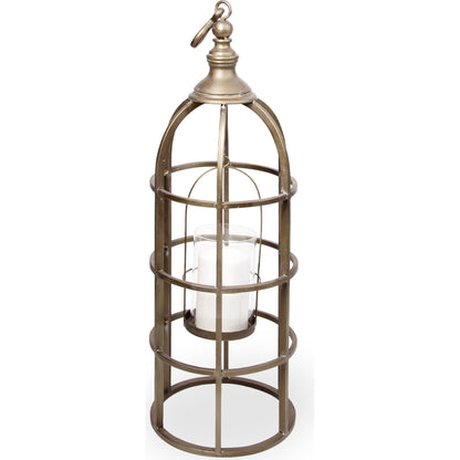 Gerson I Cage-Style Candle Holder Lantern by Mercana. Made from iron, brass in a modern style.